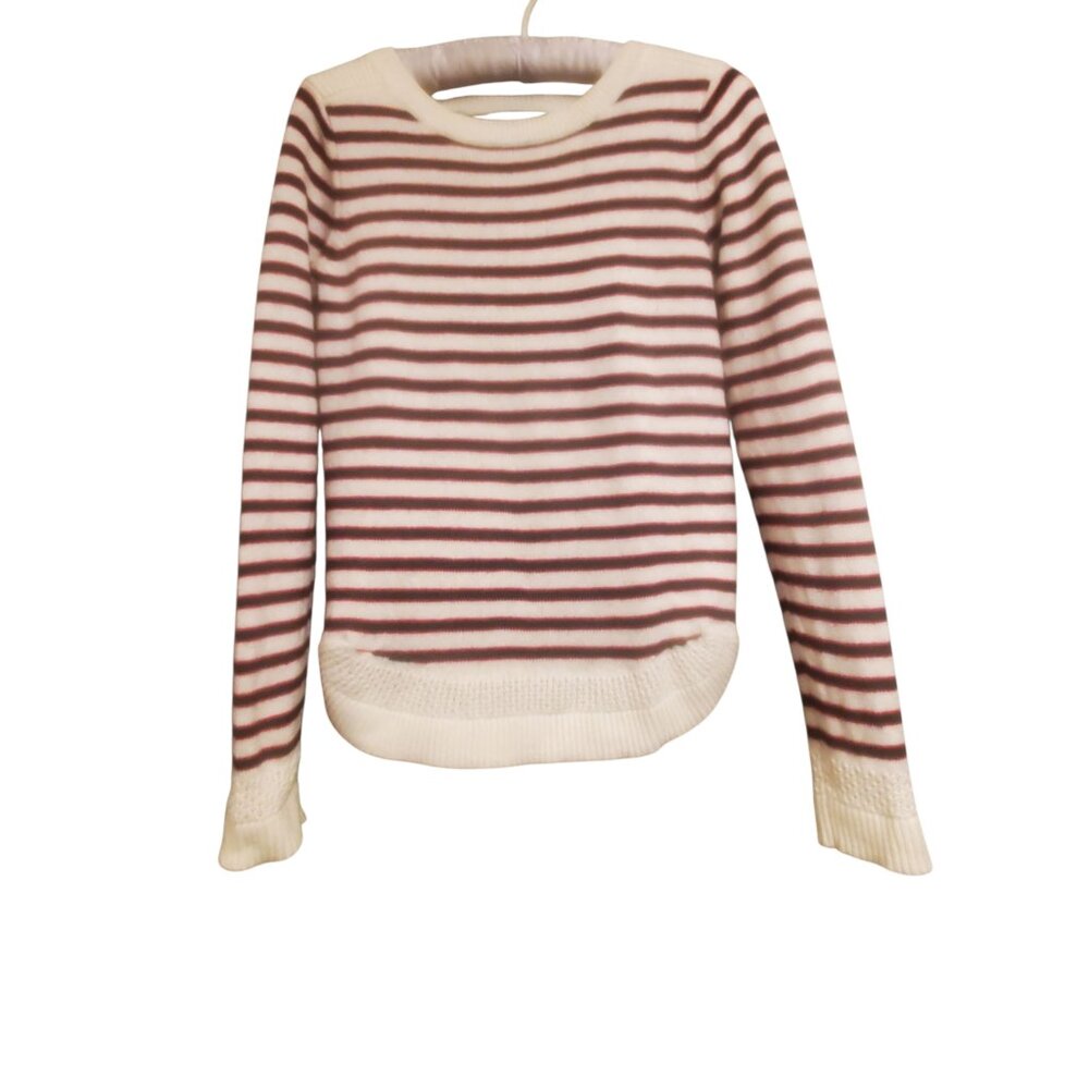RW &  CO Off-White Knit Sweater With Black & White Stripes
